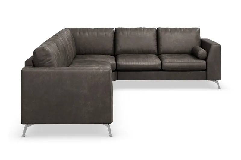 Ocean Lyx 5-personers Vendbar L-formet Hjørnesofa i Kunstlæder - Mørkegrå - Møbler - Sofaer - Hjørnesofa