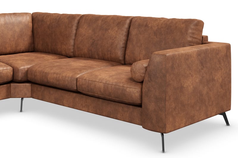 Ocean Lyx 5-personers Vendbar L-formet Hjørnesofa i Kunstlæder - Brun - Møbler - Sofaer - Hjørnesofa