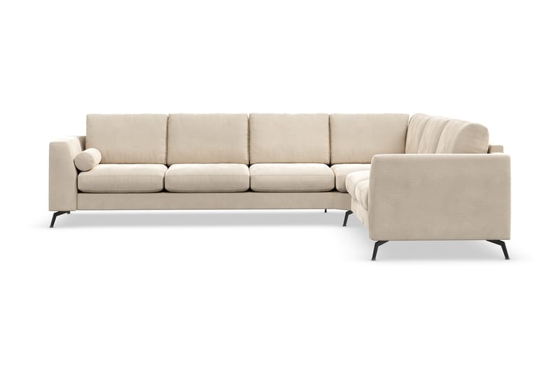 Ocean Lyx 5-personers Vendbar L-formet Hjørnesofa i Fløjl - Beige - Møbler - Sofaer - Hjørnesofa