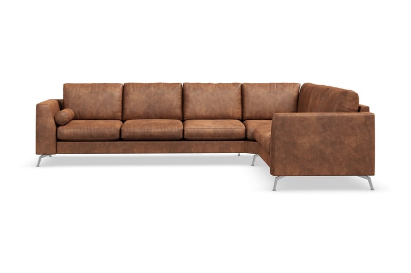 Ocean Lyx 5-personers Vendbar L-formet Hjørnesofa i Kunstlæder - Brun - Møbler - Sofaer - Hjørnesofa