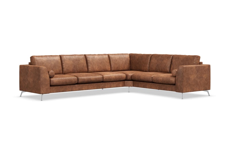 Ocean Lyx 5-personers Vendbar L-formet Hjørnesofa i Kunstlæder - Brun - Møbler - Sofaer - Hjørnesofa