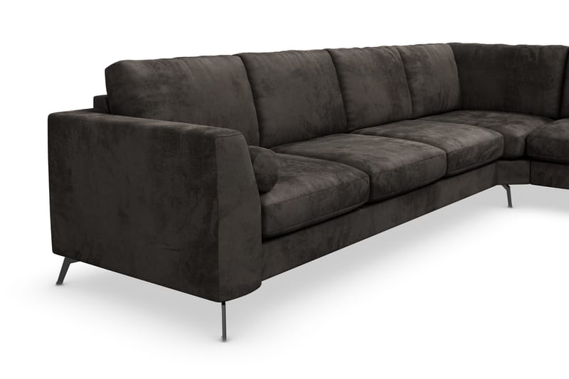 Ocean Lyx 5-personers Vendbar L-formet Hjørnesofa i Fløjl - Mørkegrå - Møbler - Sofaer - Hjørnesofa
