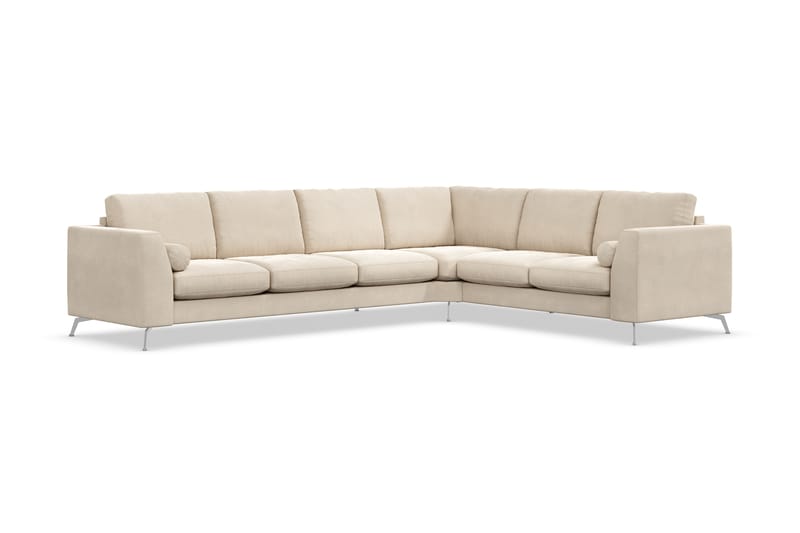 Ocean Lyx 5-personers Vendbar L-formet Hjørnesofa i Fløjl - Beige - Møbler - Sofaer - Hjørnesofa