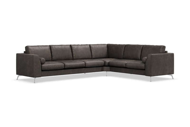 Ocean Lyx 5-personers Vendbar L-formet Hjørnesofa i Kunstlæder - Mørkegrå - Møbler - Sofaer - Hjørnesofa