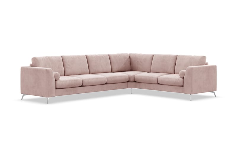 Ocean Lyx 5-personers Vendbar L-formet Hjørnesofa i Manchester - Rosa - Møbler - Sofaer - Hjørnesofa