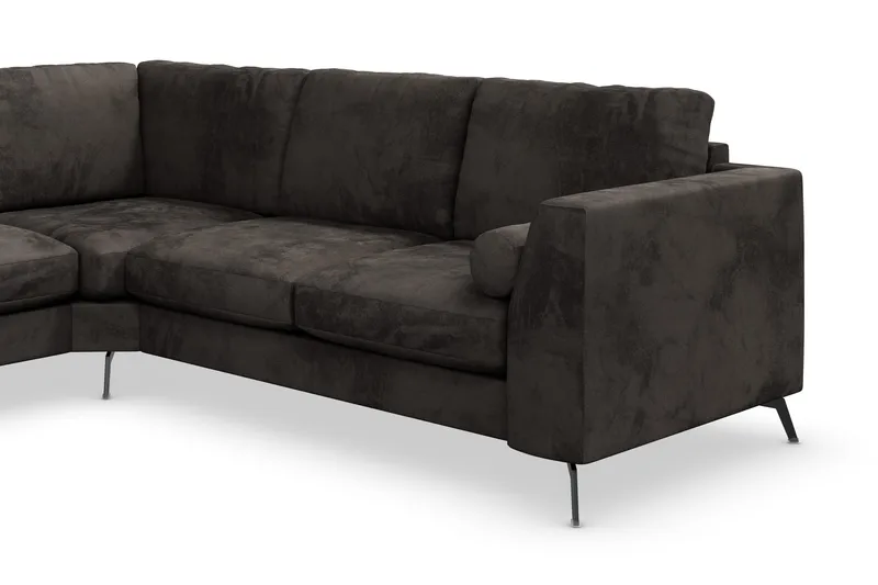 Ocean Lyx 5-personers Vendbar L-formet Hjørnesofa i Fløjl - Mørkegrå - Møbler - Sofaer - Hjørnesofa