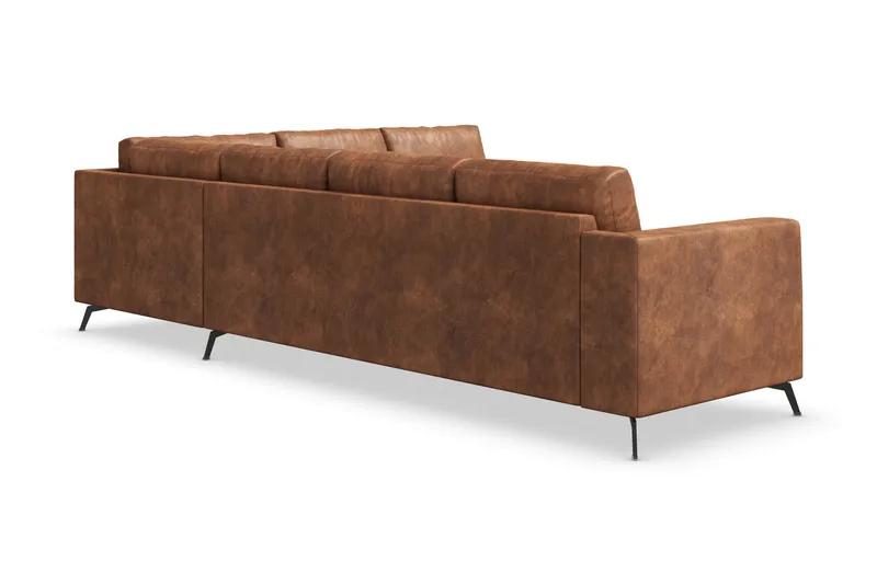 Ocean Lyx 5-personers Vendbar L-formet Hjørnesofa i Kunstlæder - Brun - Møbler - Sofaer - Hjørnesofa