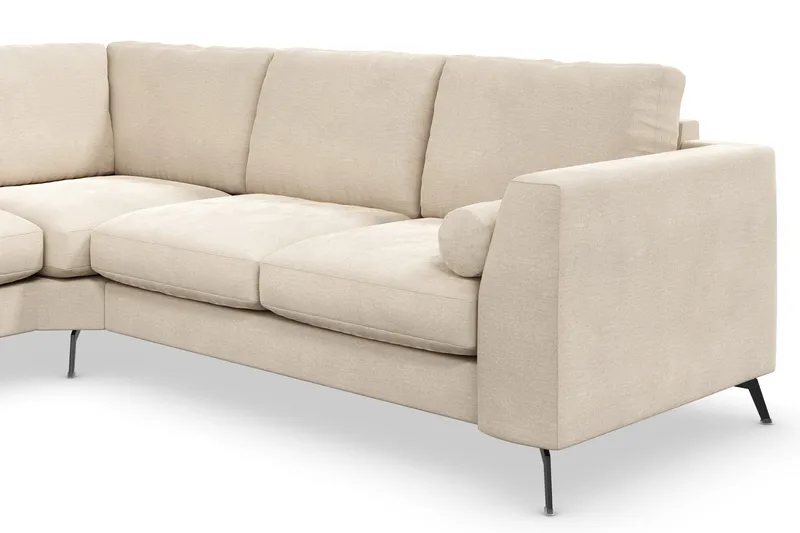 Ocean Lyx 5-personers Vendbar L-formet Hjørnesofa i Fløjl - Beige - Møbler - Sofaer - Hjørnesofa