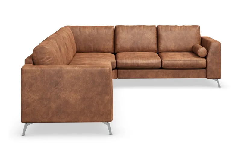 Ocean Lyx 5-personers Vendbar L-formet Hjørnesofa i Kunstlæder - Brun - Møbler - Sofaer - Hjørnesofa