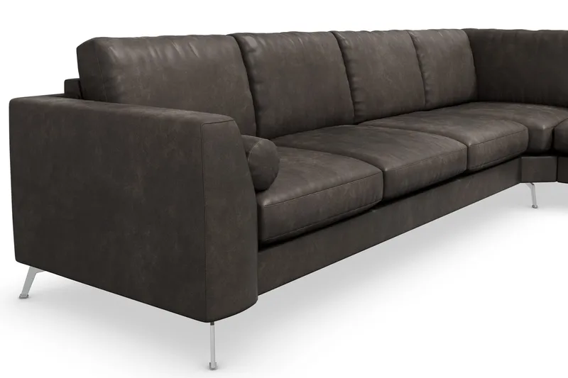 Ocean Lyx 5-personers Vendbar L-formet Hjørnesofa i Kunstlæder - Mørkegrå - Møbler - Sofaer - Hjørnesofa