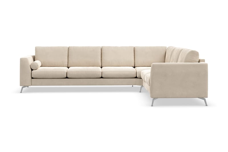 Ocean Lyx 5-personers Vendbar L-formet Hjørnesofa i Fløjl - Beige - Møbler - Sofaer - Hjørnesofa
