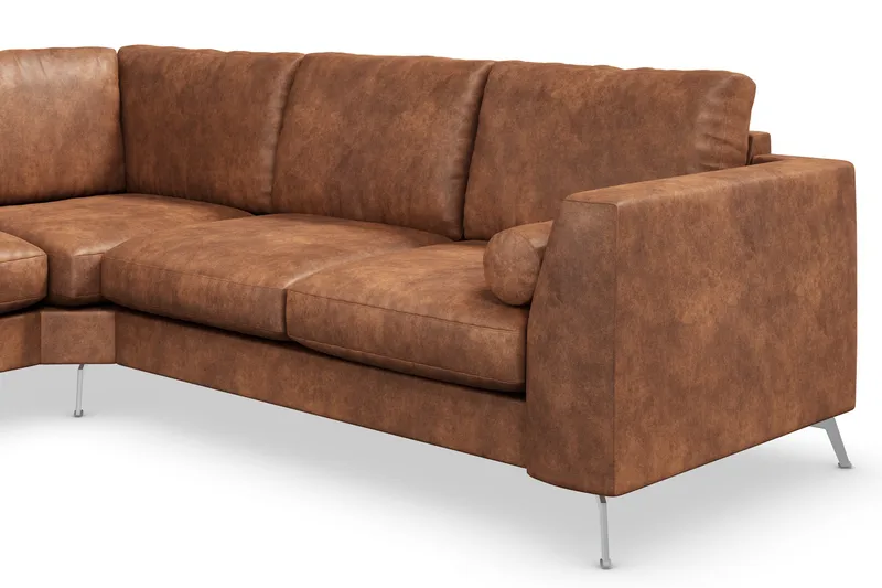 Ocean Lyx 5-personers Vendbar L-formet Hjørnesofa i Kunstlæder - Brun - Møbler - Sofaer - Hjørnesofa