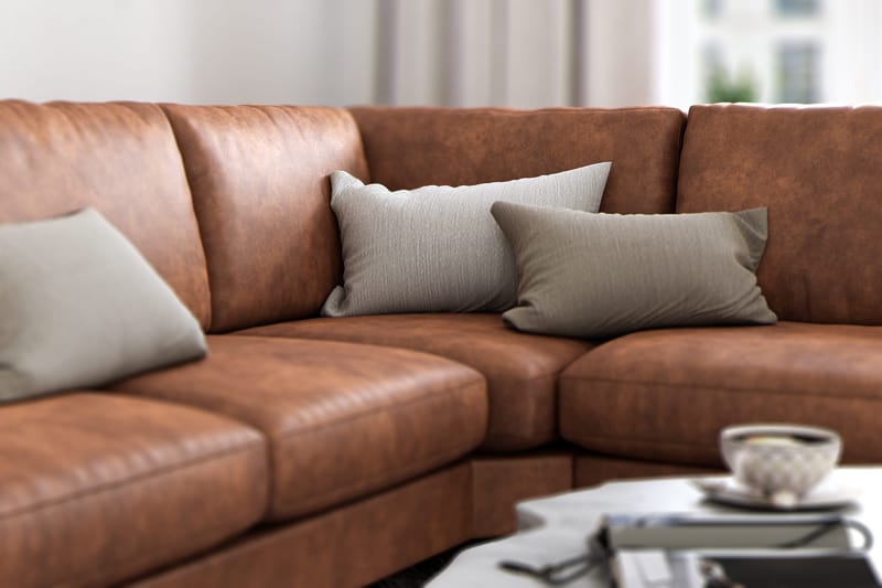 Ocean Lyx 5-personers Vendbar L-formet Hjørnesofa i Kunstlæder - Brun - Møbler - Sofaer - Hjørnesofa