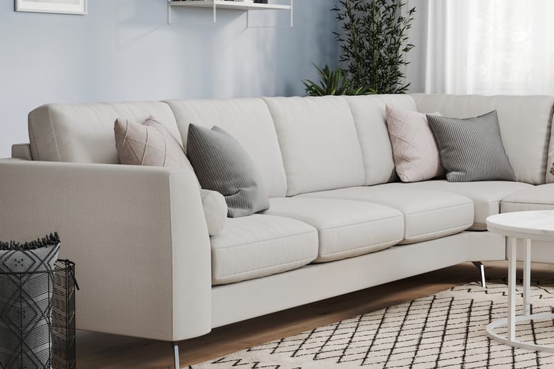 Ocean Lyx 5-personers Vendbar L-formet Hjørnesofa i Stof - Lysegrå - Møbler - Sofaer - Hjørnesofa