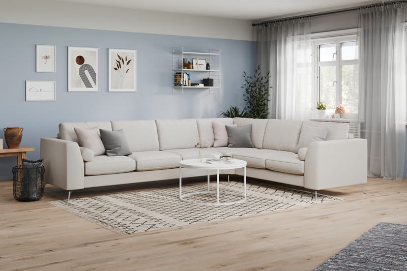 Ocean Lyx 5-personers Vendbar L-formet Hjørnesofa i Stof - Lysegrå - Møbler - Sofaer - Hjørnesofa