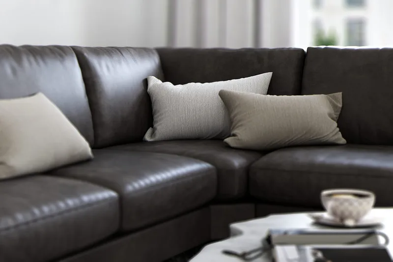 Ocean Lyx 5-personers Vendbar L-formet Hjørnesofa i Kunstlæder - Mørkegrå - Møbler - Sofaer - Hjørnesofa