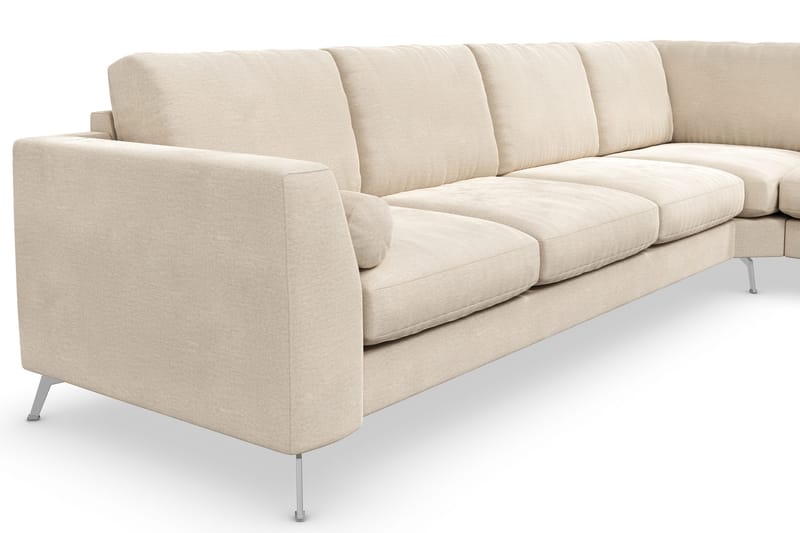 Ocean Lyx 5-personers Vendbar L-formet Hjørnesofa i Fløjl - Beige - Møbler - Sofaer - Hjørnesofa