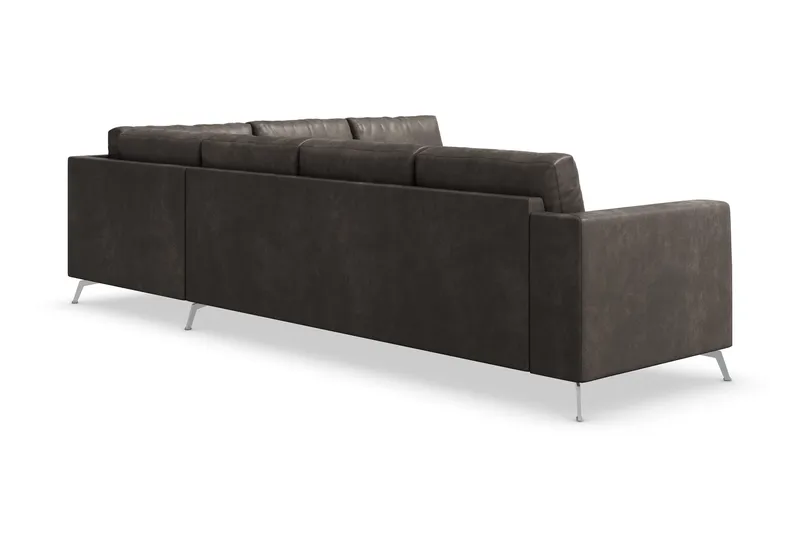 Ocean Lyx 5-personers Vendbar L-formet Hjørnesofa i Kunstlæder - Mørkegrå - Møbler - Sofaer - Hjørnesofa