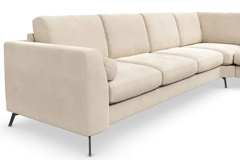 Ocean Lyx 5-personers Vendbar L-formet Hjørnesofa i Fløjl - Beige - Møbler - Sofaer - Hjørnesofa