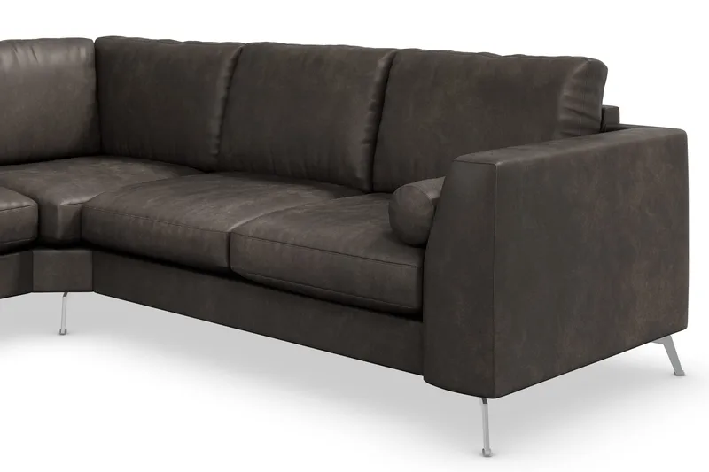 Ocean Lyx 5-personers Vendbar L-formet Hjørnesofa i Kunstlæder - Mørkegrå - Møbler - Sofaer - Hjørnesofa