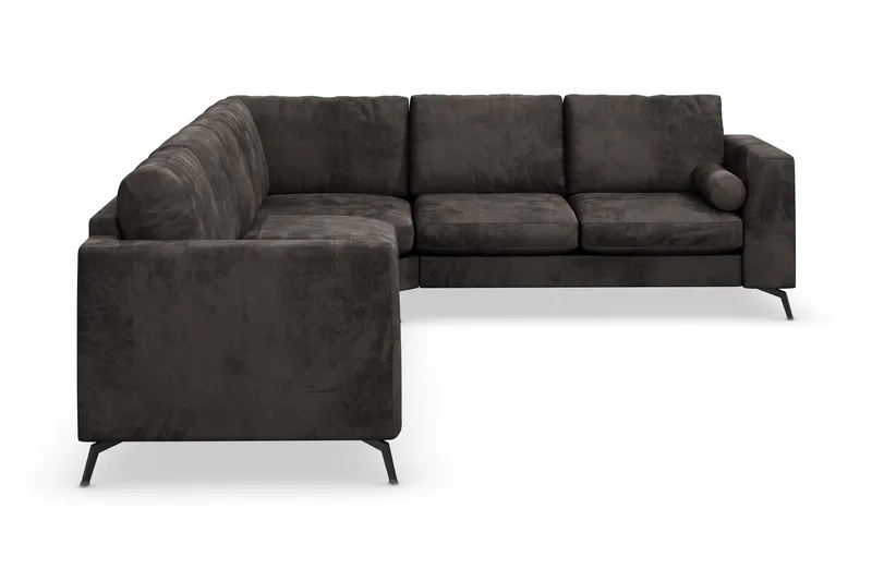 Ocean Lyx 5-personers Vendbar L-formet Hjørnesofa i Fløjl - Mørkegrå - Møbler - Sofaer - Hjørnesofa