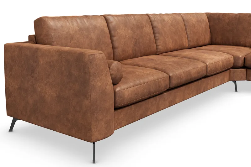 Ocean Lyx 5-personers Vendbar L-formet Hjørnesofa i Kunstlæder - Brun - Møbler - Sofaer - Hjørnesofa
