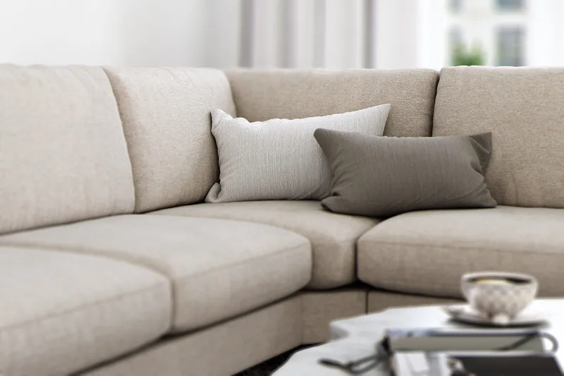 Ocean Lyx 5-personers Vendbar L-formet Hjørnesofa i Stof - Beige - Møbler - Sofaer - Hjørnesofa