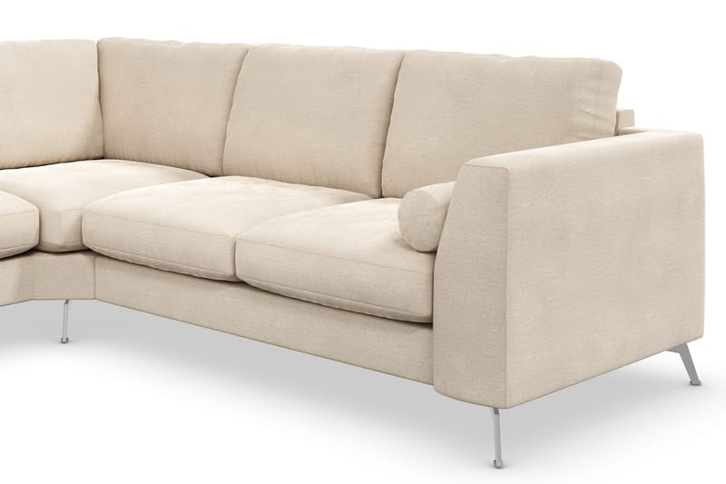 Ocean Lyx 5-personers Vendbar L-formet Hjørnesofa i Fløjl - Beige - Møbler - Sofaer - Hjørnesofa
