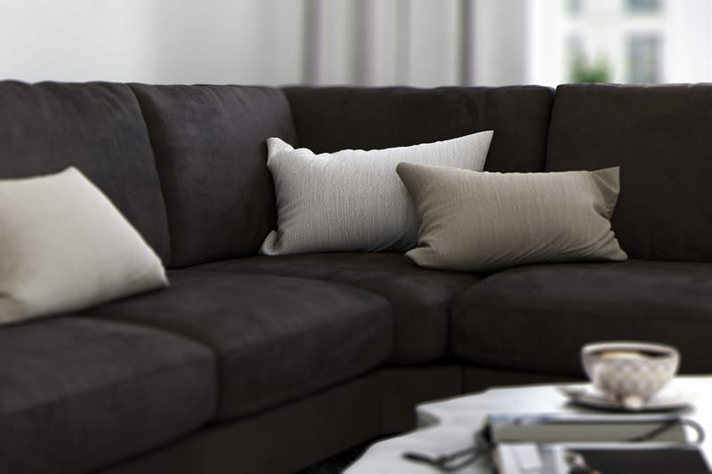 Ocean Lyx 5-personers Vendbar L-formet Hjørnesofa i Fløjl - Mørkegrå - Møbler - Sofaer - Hjørnesofa
