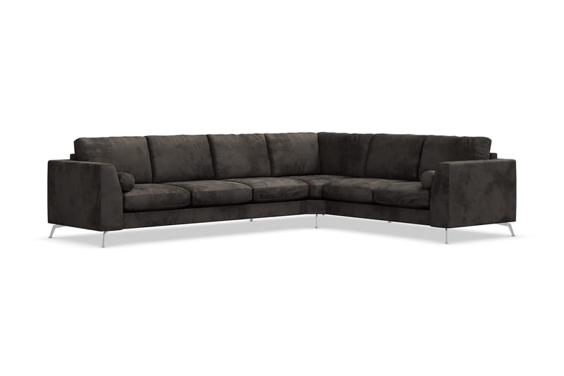 Ocean Lyx 5-personers Vendbar L-formet Hjørnesofa i Fløjl - Mørkegrå - Møbler - Sofaer - Hjørnesofa