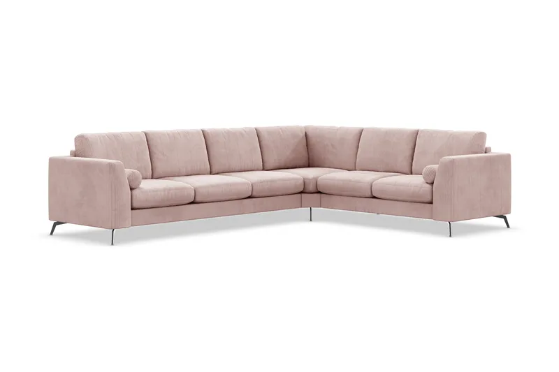 Ocean Lyx 5-personers Vendbar L-formet Hjørnesofa i Manchester - Rosa - Møbler - Sofaer - Hjørnesofa