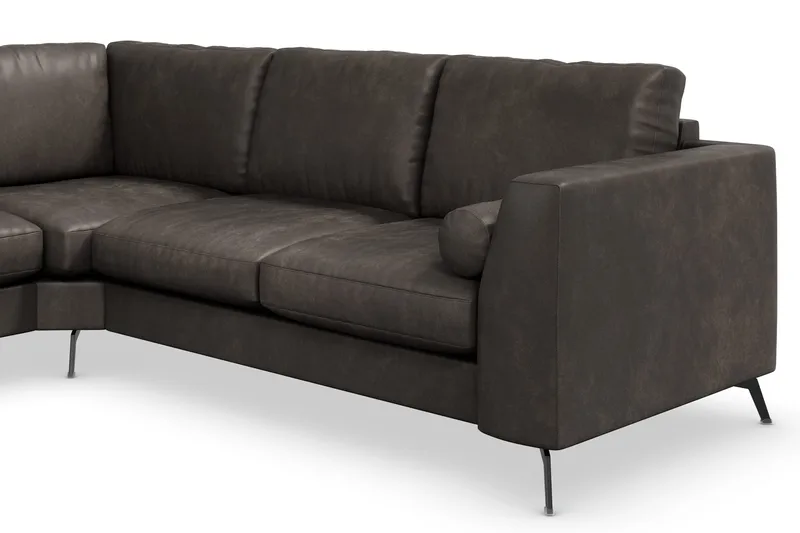 Ocean Lyx 5-personers Vendbar L-formet Hjørnesofa i Kunstlæder - Mørkegrå - Møbler - Sofaer - Hjørnesofa
