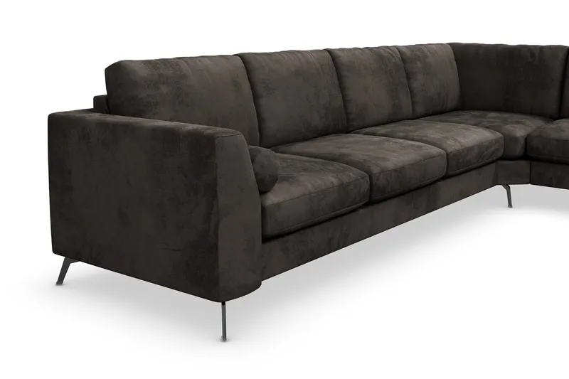 Ocean Lyx 5-personers Vendbar L-formet Hjørnesofa i Fløjl - Mørkegrå - Møbler - Sofaer - Hjørnesofa