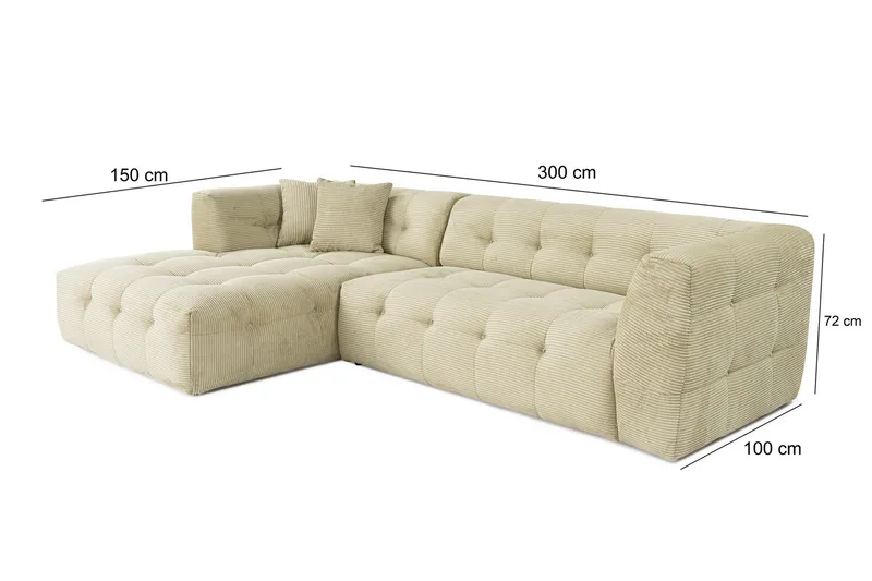 Octavian Hjørnesofa 3-pers - Grøn - Møbler - Sofaer - Modulsofaer - Komplet modulsofa