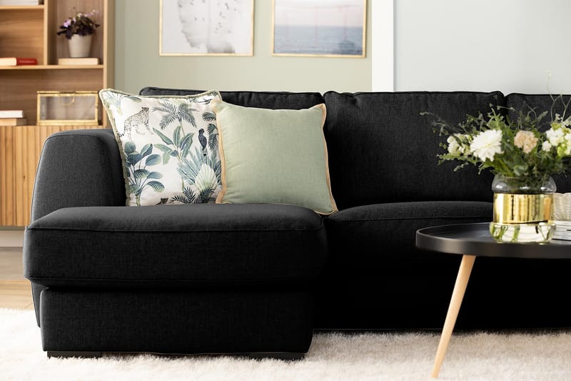 Optus 5-personers Vendbar U-formet Hjørnesofa med Divan i Stof - Sort - Møbler - Sofaer - Hjørnesofa - Hjørnesofa med chaiselong