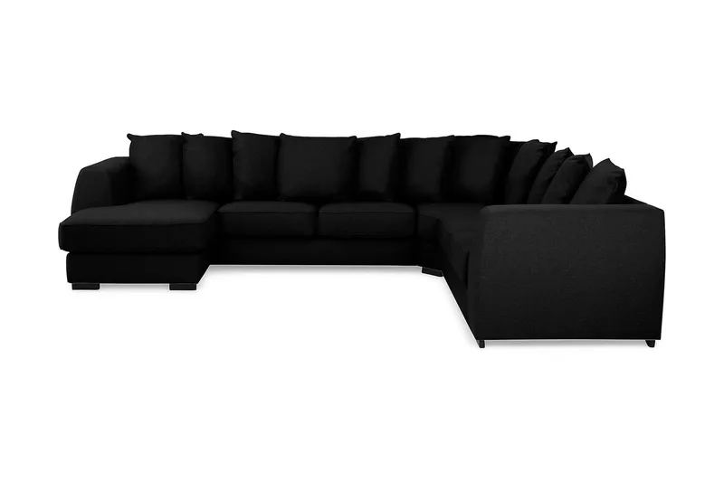 Optus 5-personers Vendbar U-formet Hjørnesofa med Divan i Stof, Sort