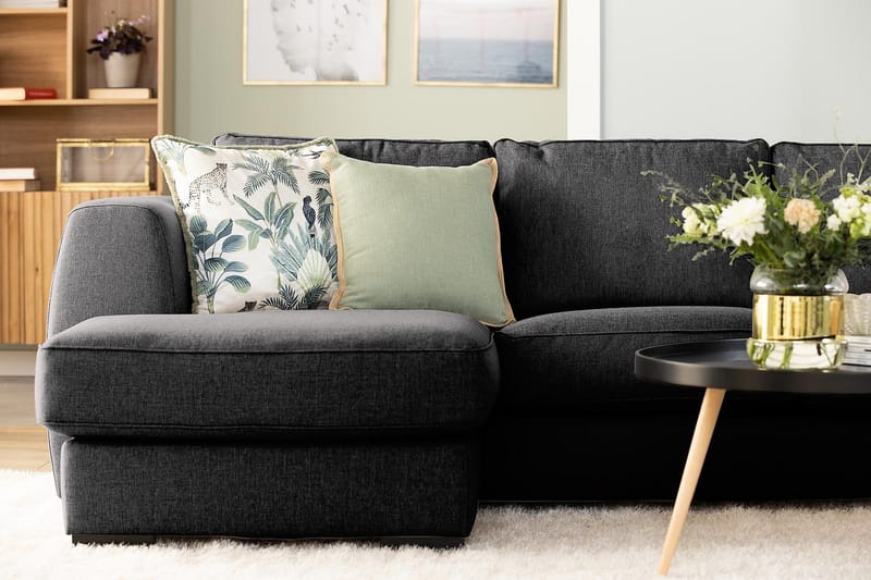 Optus 5-personers Venstrevendt L-formet Hjørnesofa i Stof - Mørkegrå - Møbler - Sofaer - Hjørnesofa