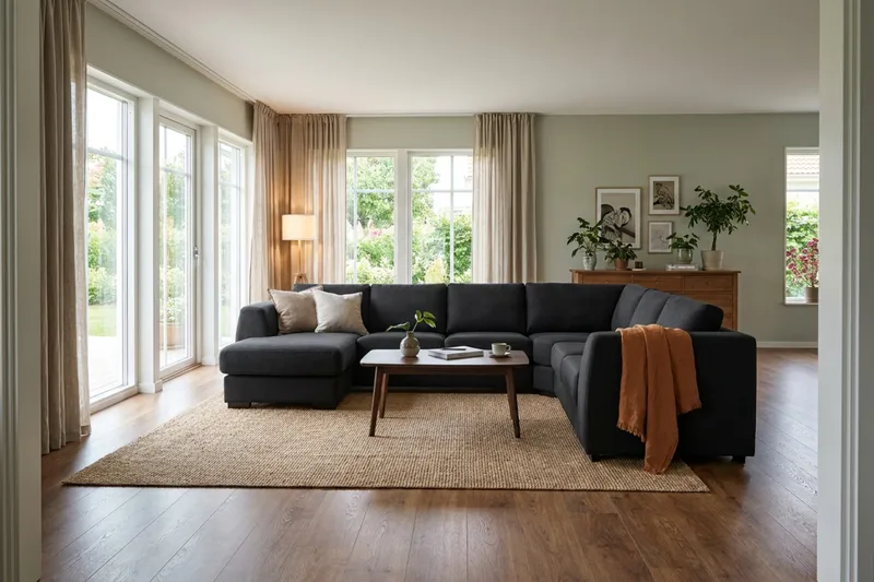 Optus 5-personers hjørnesofa med vendbar chaiselong - Sort - Møbler - Sofaer - Hjørnesofa - Hjørnesofa med chaiselong