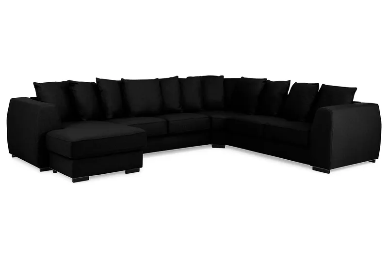 Optus 5-personers Vendbar U-formet Hjørnesofa med Divan i Stof - Sort - Møbler - Sofaer - Hjørnesofa - Hjørnesofa med chaiselong
