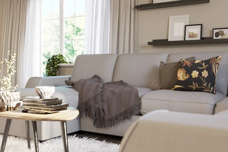 Optus Lyx 5-personers Højrevendt U-formet Hjørnesofa med Divan i Stof - Grå - Møbler - Sofaer - Hjørnesofa - Hjørnesofa med chaiselong