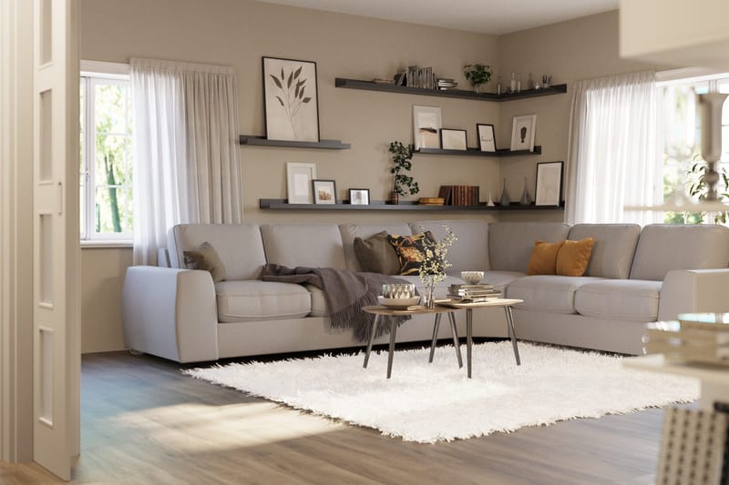 Optus Lyx 5-personers Vendbar L-formet Hjørnesofa i Stof - Grå - Møbler - Sofaer - Hjørnesofa