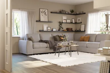 Optus Lyx 5-personers Vendbar L-formet Hjørnesofa i Stof - Grå - Møbler - Sofaer - Hjørnesofa