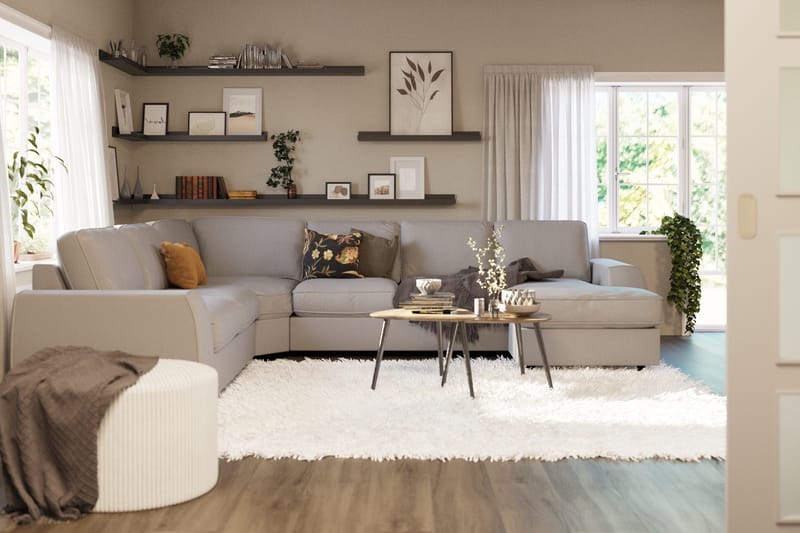 Optus Lyx 5-personers Venstrevendt U-formet Hjørnesofa med Divan i Stof - Grå - Møbler - Sofaer - Hjørnesofa - Hjørnesofa med chaiselong