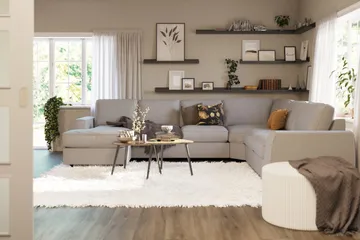 Optus Lyx 5-personers Højrevendt U-formet Hjørnesofa med Divan i Stof - Grå - Møbler - Sofaer - Hjørnesofa - Hjørnesofa med chaiselong