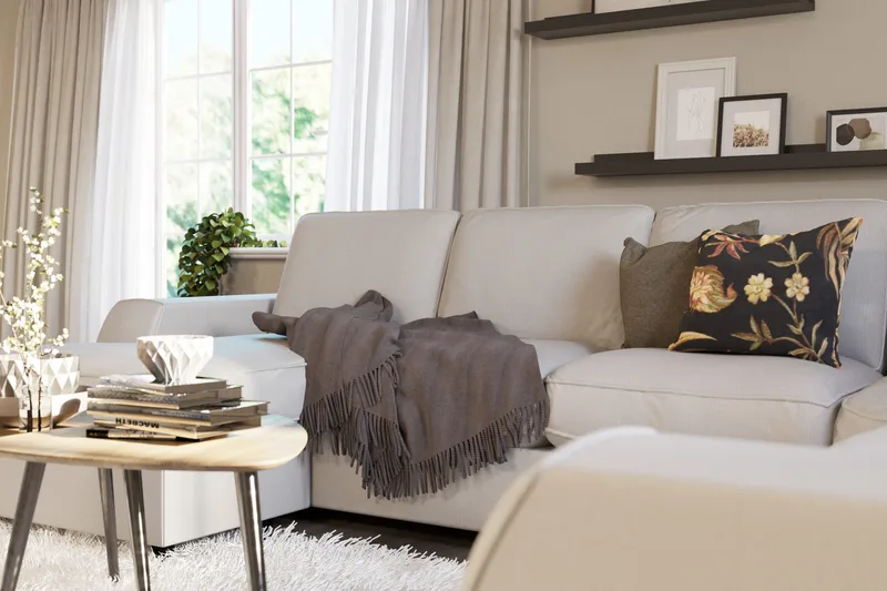 Optus Lyx 5-personers Højrevendt U-formet Hjørnesofa med Divan i Stof - Lysegrå - Møbler - Sofaer - Hjørnesofa - Hjørnesofa med chaiselong