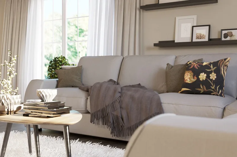 Optus Lyx 5-personers Vendbar L-formet Hjørnesofa i Stof - Grå - Møbler - Sofaer - Hjørnesofa