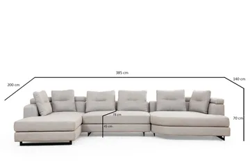 Pavdova Hjørnesofa 4-pers - Lysegrå - Møbler - Sofaer - U Sofa