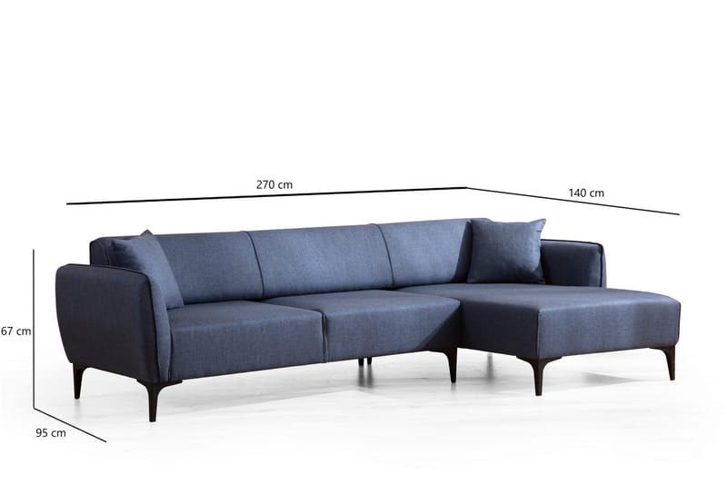 Rossland Chaiselongsofa 3-personers - Blå - Møbler - Sofaer - Hjørnesofa