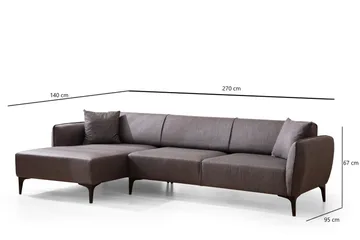 Rossland Chaiselongsofa 3-personers - Mørkegrå - Møbler - Sofaer - Sofa med chaiselong - 3 personers sofa med chaiselong