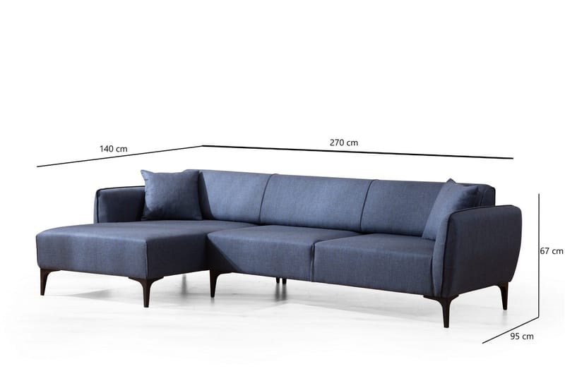 Rossland Chaiselongsofa 3-personers - Blå - Møbler - Sofaer - Hjørnesofa - Hjørnesofa med chaiselong